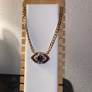 Evil eye curb chain necklace